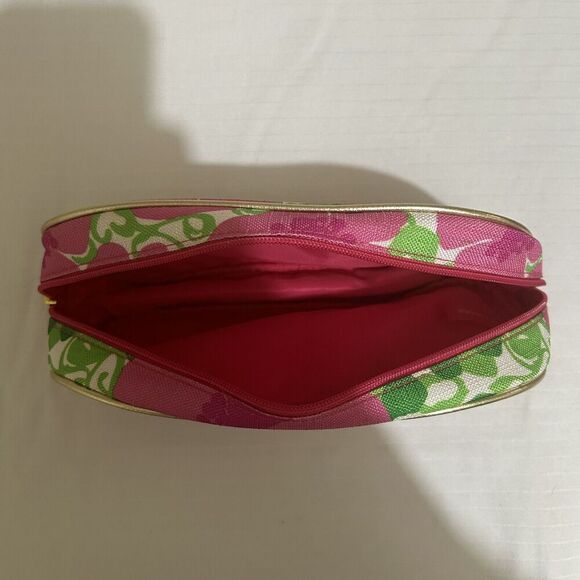 Lilly Pulitzer for Estee Lauder PINK Floral Cosmetic Bag w/ Gold Trim Travel - Picture 3 of 5